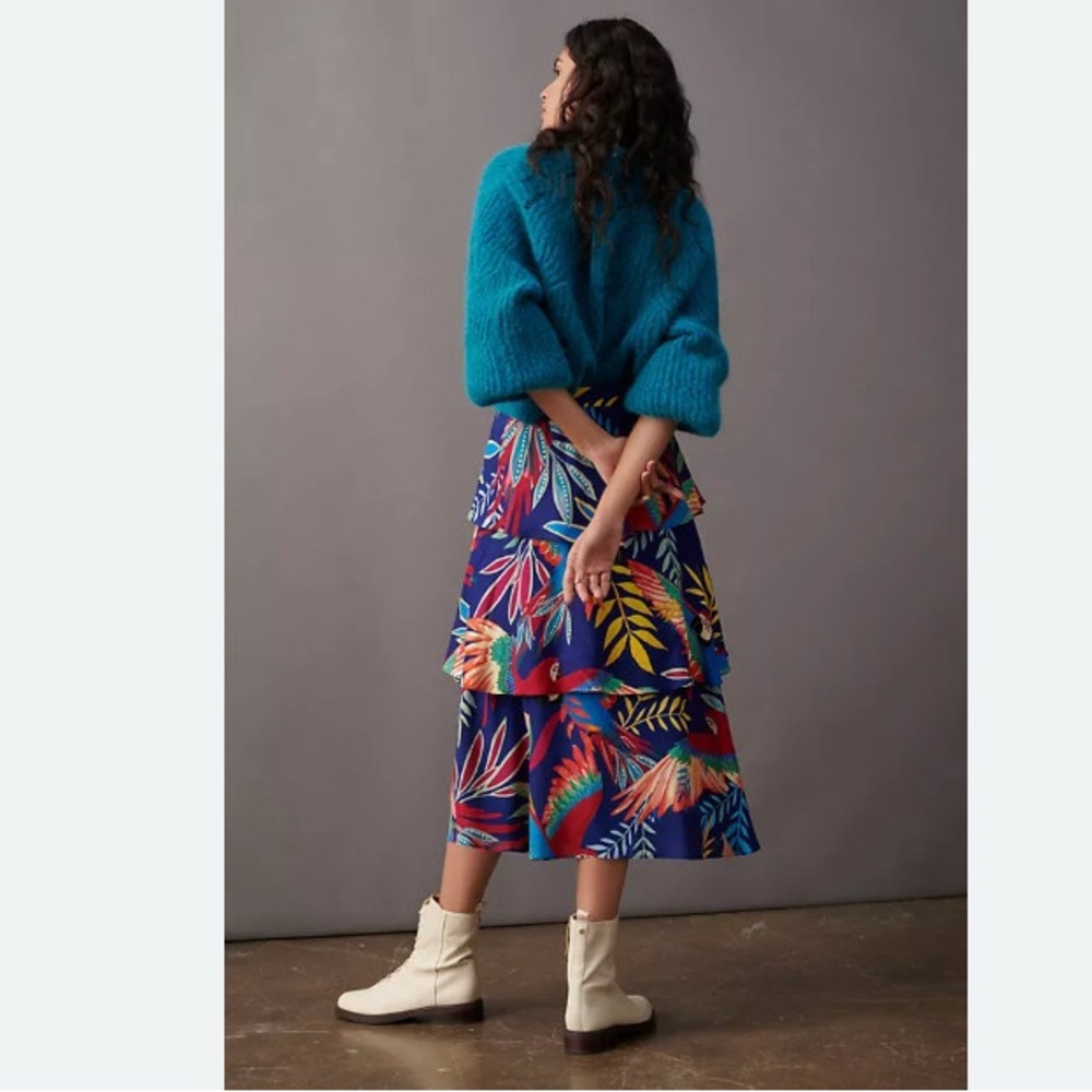 FARM Rio x Anthropologie Fatima Tiered Parrot Skirt - Picture 2 of 6